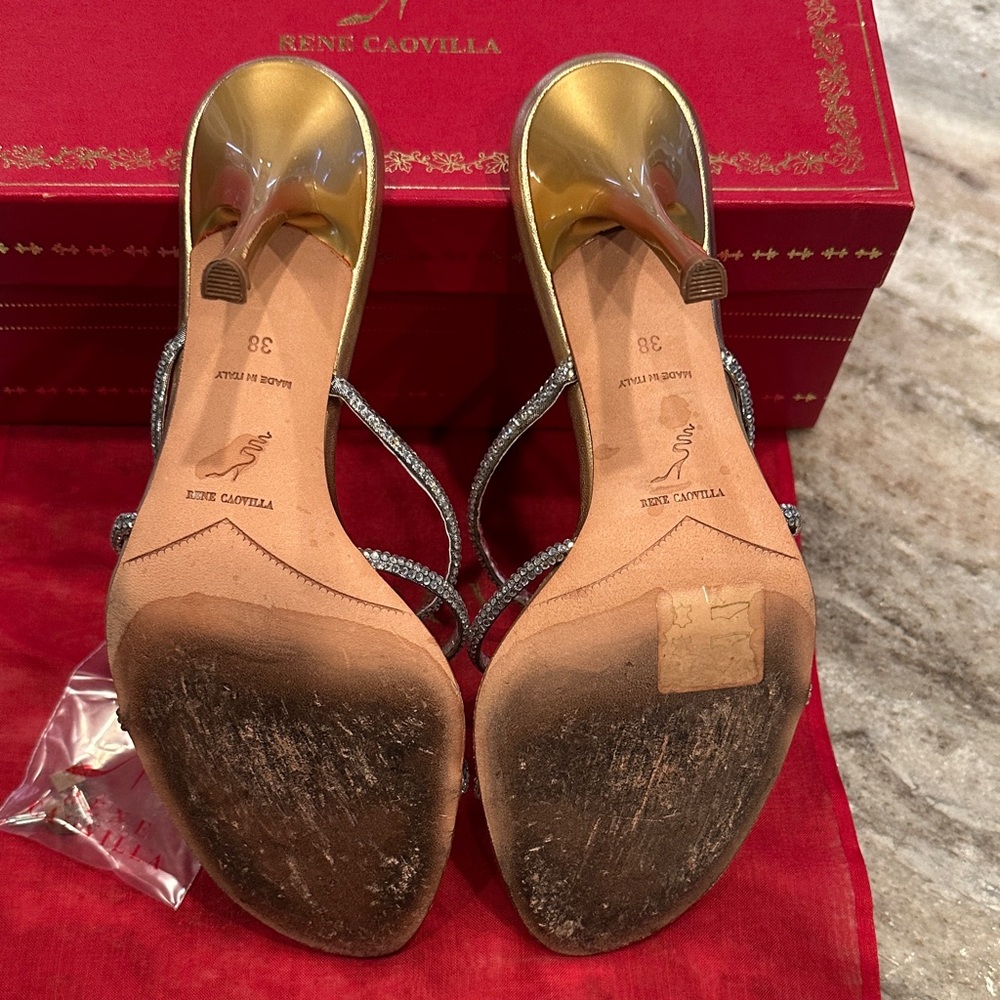 *SOLD* Y2K Rene Caovilla Crystal Snake Slide Sandals – Size 8 – Original Box - Picture 7 of 8